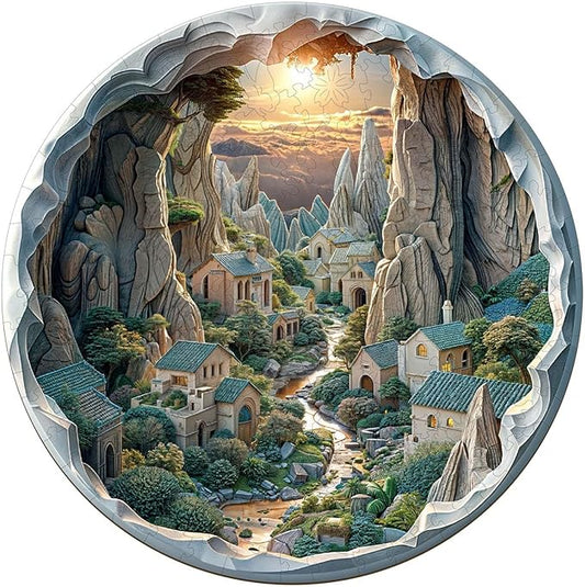 Wooden Puzzles for Adults, Wooden Jigsaw Puzzles for Adults Kids, 3D Vision Inside The Cave-2 Unique Shaped Wood Puzzles Adult, Creative Birthday Gifts for Friends Family Game (11.4 * 11.4in 200pcs)