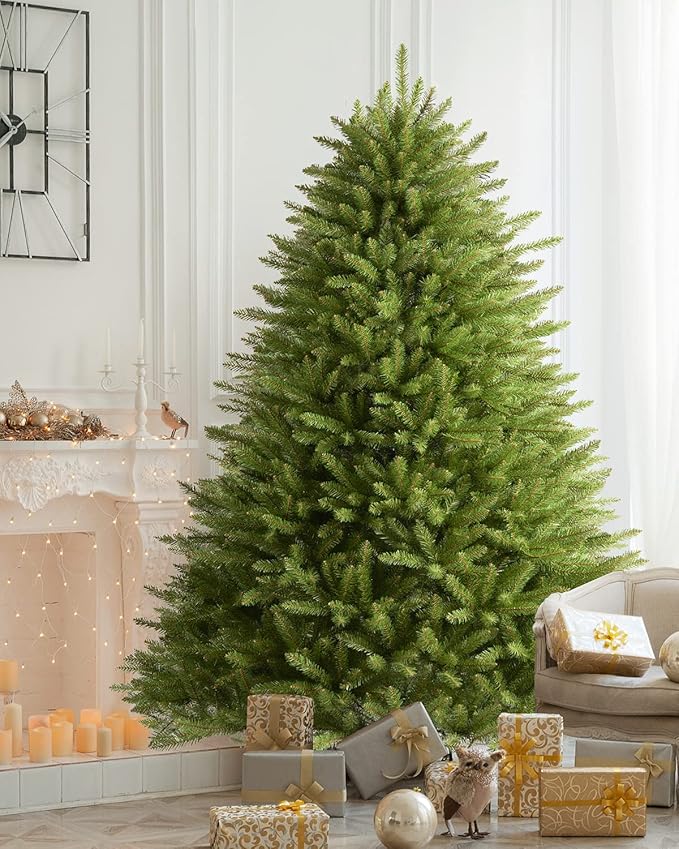 Unlit Christmas Tree 10ft Premium Artificial Spruce Christmas Tree, Hinged/Feel Real/Realistic/Full Xmas Fir Tree No Lights