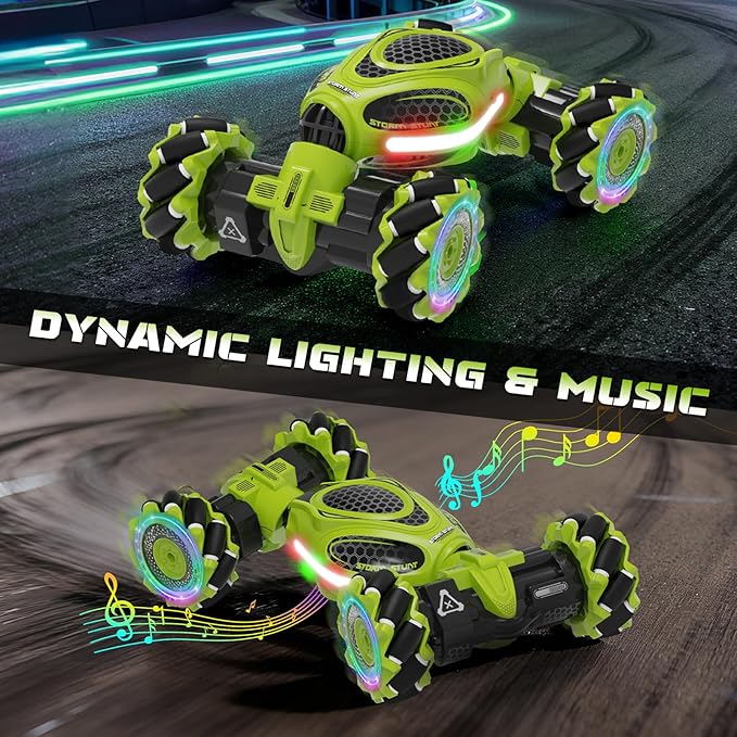 Hand Controlled RC Car, 2.4Ghz 4WD Gesture Sensing RC Stunt Car Toys for Boys and Girls Ages 6-12, 360° Rotating Drift Cars with Lights and Music, Ideal Birthday and Xmas Gift