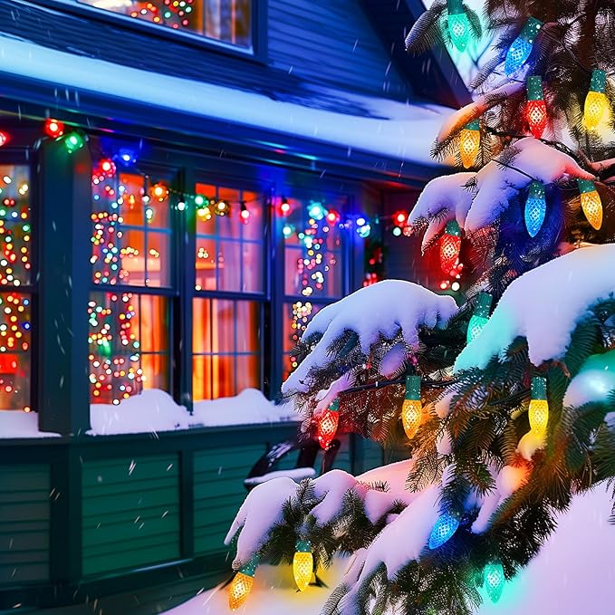 Minetom C9 LED Commercial Outdoor Christmas Lights – 150 FT Heavy Duty Christmas String Lights, Waterproof Connectable UL Certified Multicolor C9 Lights for Indoor Roofline Xmas Decor