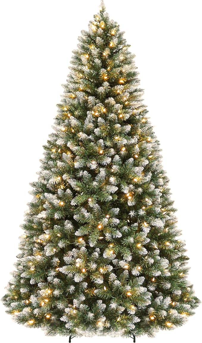 7.5 ft Lighted Artificial Christmas Tree, 350 Warm White Lights, 1446 PVC Branch Tips, Premium Stand, Easy Assembly for Indoor Holiday Decorating
