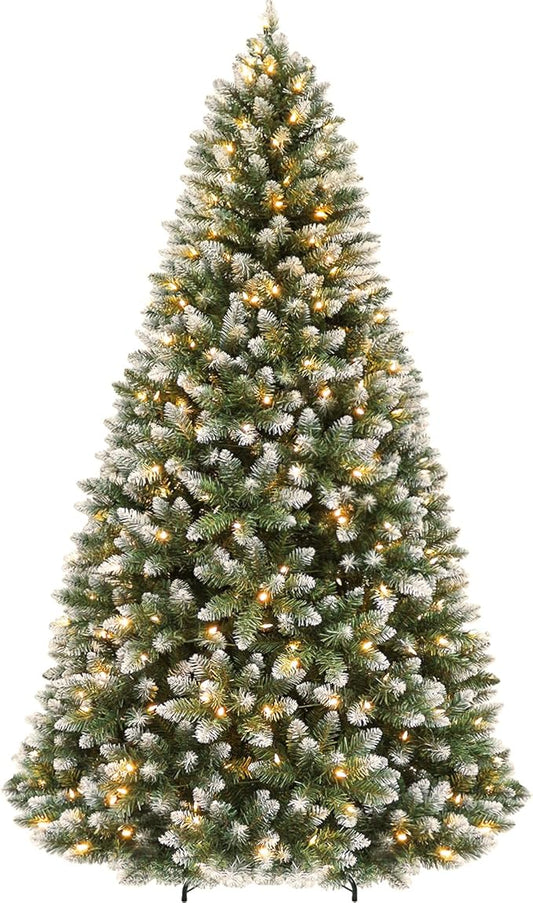 7.5 ft Lighted Artificial Christmas Tree, 350 Warm White Lights, 1446 PVC Branch Tips, Premium Stand, Easy Assembly for Indoor Holiday Decorating