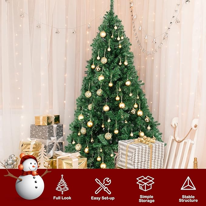 Bonnlo 5ft Artificial Christmas Tree, Unlit Pine Tree with Sturdy Metal Stand, 850 Tips for Indoor Outdoor Holiday Decor