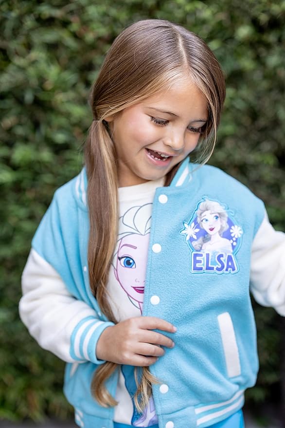 Disney Minnie Mickey Stitch Princess Frozen Elsa Marvel Jacket Lightweight Coat Button up Color Block Sweatshirt 2-14 Years