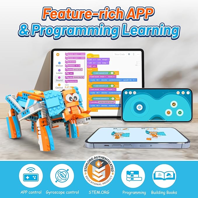 Robot S Robot Building Kit, 10 in 1 Programmable APP RC Airplane Robotics Coding Kit, Includes Large Storage Organizer with Sorting Plate, Birthday Gifts for Boys Girls Aged 7-12 (389 Pcs)