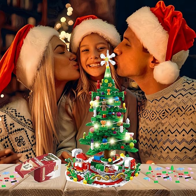 Advent Calendar 2025 Christmas Tree Building Blocks Set, 24 Days Christmas Countdown Building Block Kit, 24 IN 1 Christmas Building Blocks Toy Gift for Teens Girls Boys Adults Ages 6+