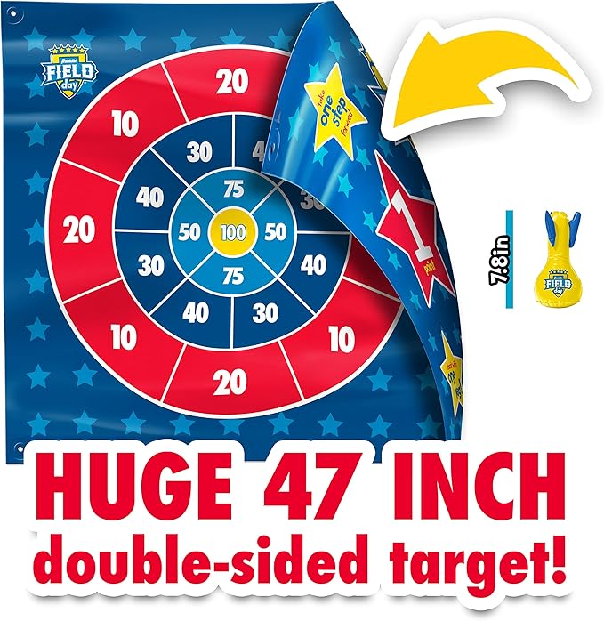 Franklin Sports Toss N' Flip Darts - Indoor and Outdoor Darts Game for Kids - Yard Toss Game with Inflatable Darts Red/Blue