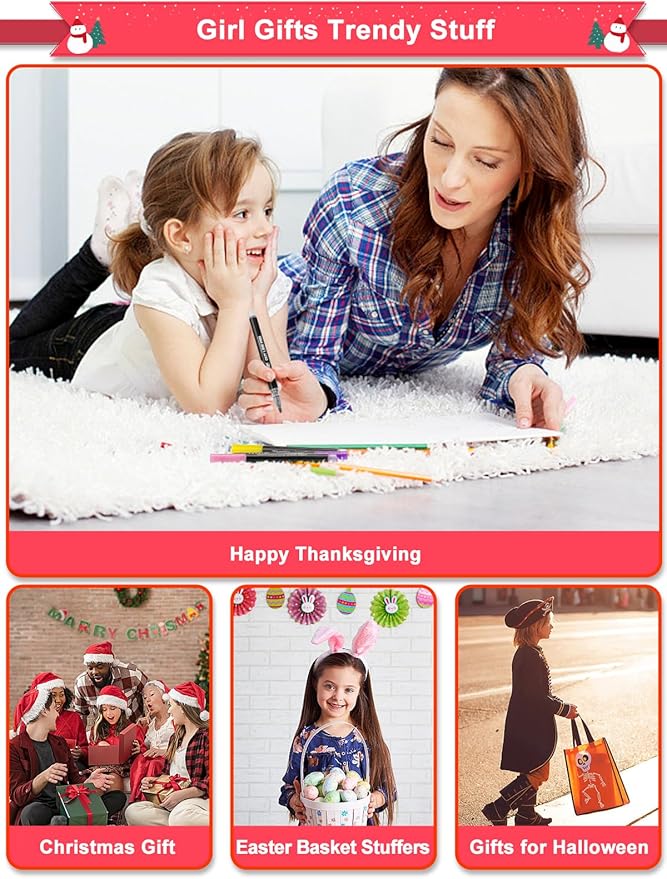 Outline Shimmer Markers, Christmas Stocking Stuffers for Tween Teen Girls Gifts Trendy Stuff, 12 Glitter Metallic Gel Pens Coloring, Arts Crafts Supplies Kits for Kids Boys Ages 4, 6, 8, 10, 12