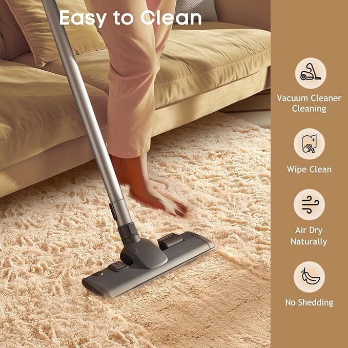 Ophanie Beige Rugs for Bedroom Living Room, Fluffy Fuzzy Furry Carpet, Plush Soft Shaggy Bedside Indoor Floor 4x6 Area Rug for Kids Girls Boys Baby Teen Dorm Nursery Home Decor Aesthetic