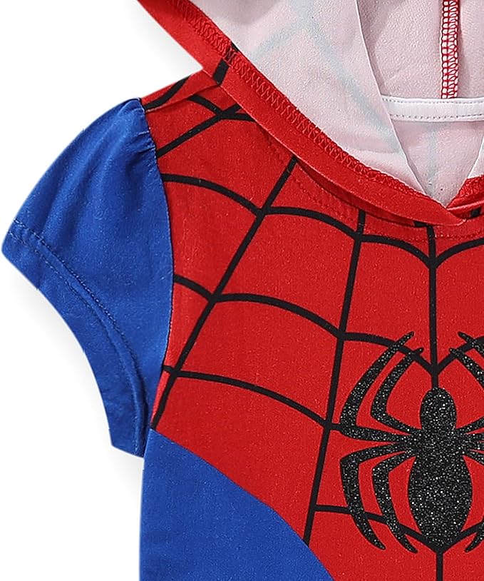 Marvel Spider-Man Girls Hooded Tulle Cosplay Dress for Toddler and Big Kids