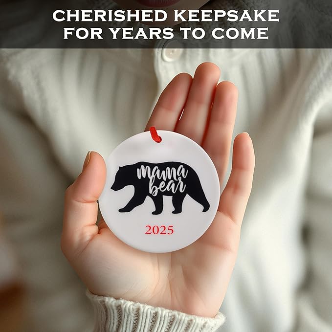 Mama Bear Christmas Ornament 3 Inch, Mama Bear Ornament, Polar Bear Christmas Ornament, Best Mom Christmas Tree Decor, Super Mommy Xmas Decor, Funny Momma Tree Decoration