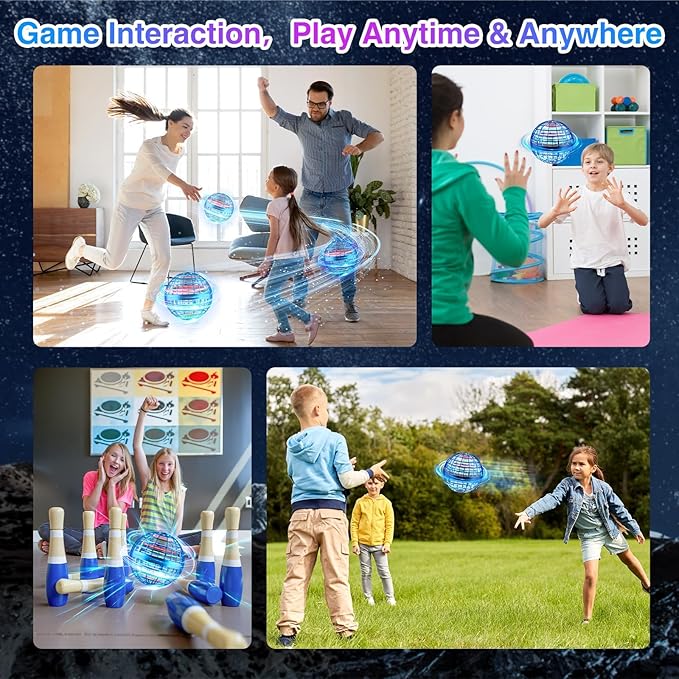Flying Orb Ball Toys 2024, Soaring Hover Boomerang Spinner Hand Controlled Mini Drone Cosmic Globe Spinning Kids Adults Outdoor Fly Toy Birthday Gift Cool for Boys Girls 6 7 8 9 10 11 12 Year(Blue)