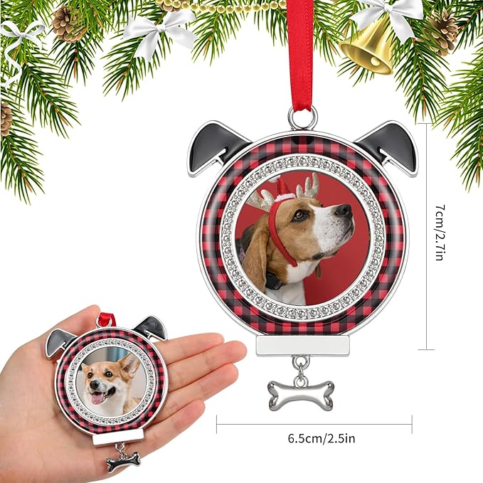 2PCS Dog Christmas Picture Frame Ornaments, 2025 Dogs Paw Photo Frames Xmas Puppy Ornament Home Decoration Keepsake for Pet Memorial Gifts, Animal Lovers Gift, Pets Owner Presents