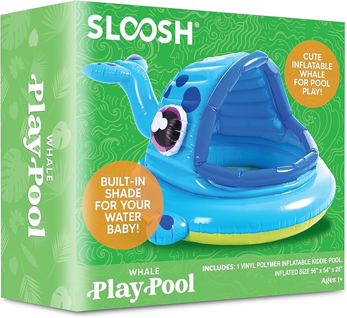 JOYIN Inflatable Shade Kiddie Pool,Whale Baby Pool Tent, Infant Swimming Pool for Kids （54" x 56" x 28"）,Blow Up Toddler Pool for Swim Party Toys Summer Water Beach Fun
