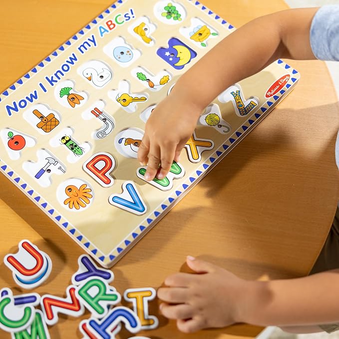 Melissa & Doug Wooden Alphabet Sound Puzzle - Wooden Puzzle with Sound Effects (26 pcs) - FSC Certified