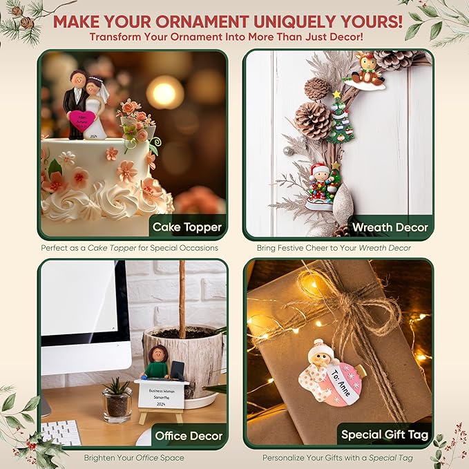 Personalized Surfboard Ornaments 2025 - Brunette Boy Surfer Ornaments for Christmas Tree Beach Surfboard Decor Surfing Ornament Gifts for Surfers Beachy Christmas by Elves