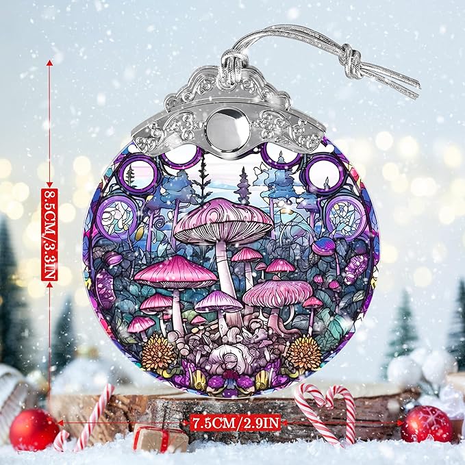 Mushroom Stained Glass Suncatcher, Jocidea Mushroom Ornament, Mushroom Christmas Ornament, Holidays Ornaments, Christmas Tree Ornament, Mushroom Decor, Gifts for Mushroom Lovers