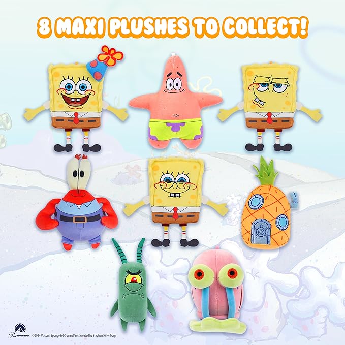 Spongebob Collectible Blind Box for Kids Aged 3+ - Plush Blind Box Mystery Toy with Mini Figures/Squishy Toy - Ideal Stocking Stuffers, Goodie Bag Stuffers, Toy Gift Ideas (4-Pack)