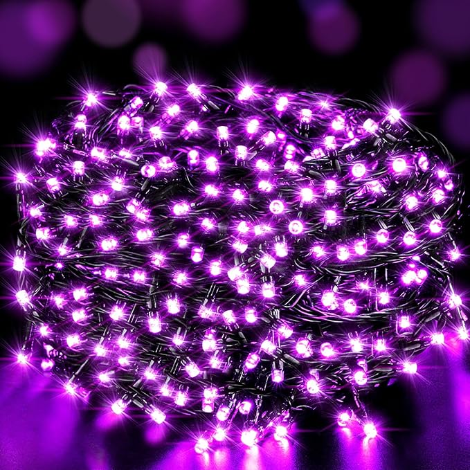 LetsFunny Purple String Lights, 300 LED Christmas Lights Outdoor with 8 Modes, 108FT - UL Certified Outdoor & Indoor Christmas Decorations Fairy Lights for Tree, Garden, Party, Wedding, Halloween