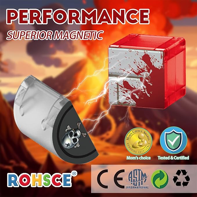 Magnetic Blocks 122PCS - Flame Theme Translucent Shapes, STEM Preschool Construction kit, Safe ABS no-Odor, CPC ASTM Compliant, Travel-Ready Ages 3–12, Ideal Birthday