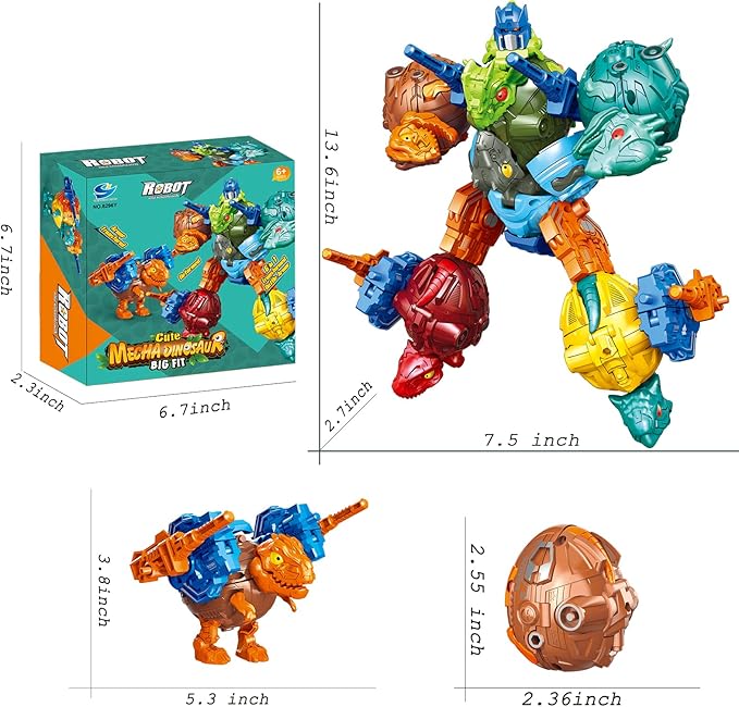 6 in 1 STEM Dinosaur Robots Transformed Toys Set,Toddler Toys for Kids Boys Ages 6 7 8 9 10+,Dinosaur Toys Christmas Birthday Gifts