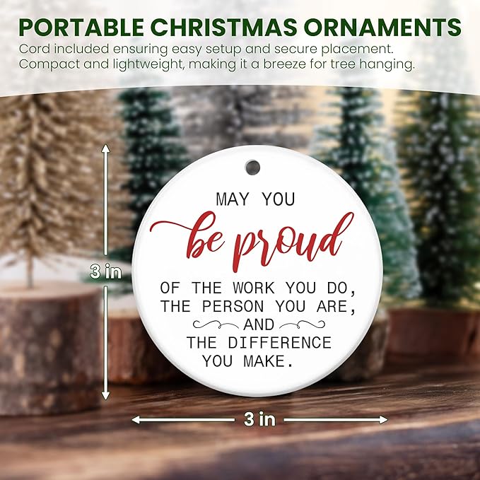 OASSIE Christmas Employee Appreciation Gifts for Coworkers - Ceramic Christmas Ornaments 2025 for Tree Decorations - Inspirational Gifts for Women Boss Lady Teachers, Retirement Gift for Woman