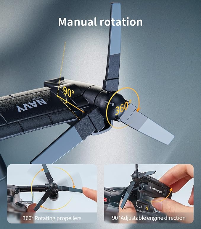 Geyiie Die Cast Airplanes Toys, Army Plane Toys Set for Kids 3-12, Fighter Jet Military Transport Helicopter with Rotated Wings, Airforce Plane Model with Sounds and Lights, 4 Pack