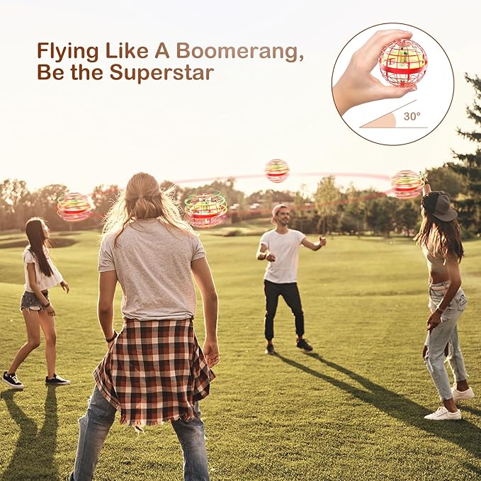 Flying Orb Ball 2024 Galaxy Cosmic Globe UFO Boomerang Hover Ball Galatic Fidget Spinner Mini Drone Cool Toys Birthday Gift Ideas for 6 7 8 9 10+ Year Old Boys Girls Teens Indoor Outdoor(Red)
