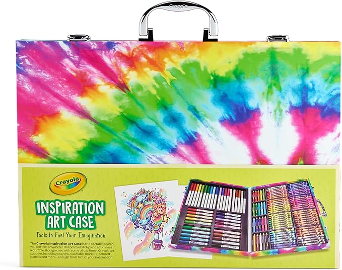 Crayola Inspiration Art Case Coloring Set - Tie-Dye (140ct), Art Supplies Set For Kids, Drawing Kit, Travel Gift for Girls & Boys, Ages 5+ [Amazon Exclusive]