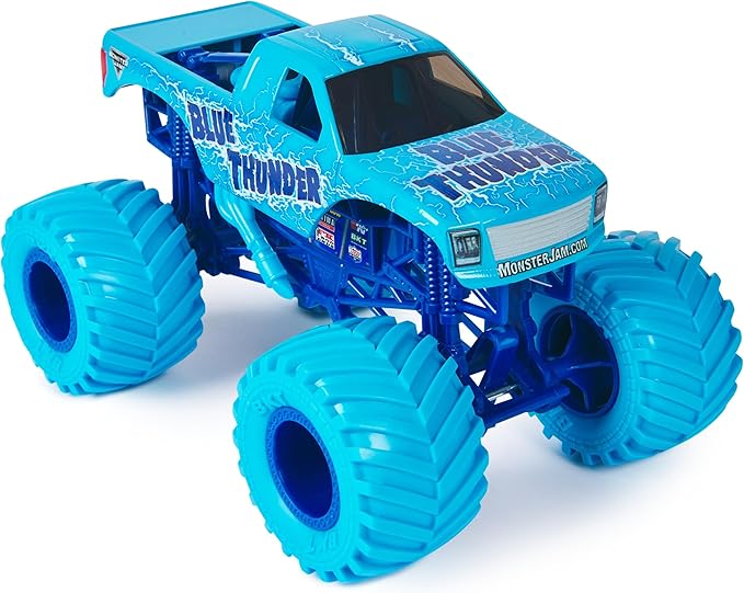 Monster Jam, Blue Thunder Monster Truck - Aqua - 1:24 Scale Die-Cast Vehicle-Chrome Rims and BKT Tread Tires for Playsets, Collectible for Fans & Birthday Parties, Kids Toys Ages 3+