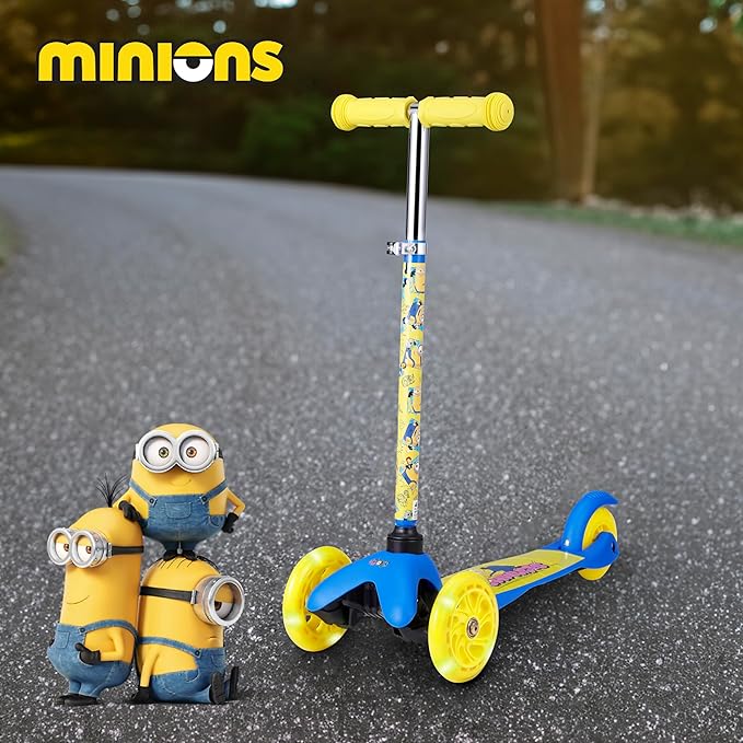 Self Balancing Kick Scooter with Light Up Wheels, Extra Wide Deck, 3 Wheel Platform, Foot Activated Brake, 75 lbs Limit, Kids & Toddlers Girls or Boys, for Ages 3 and Up