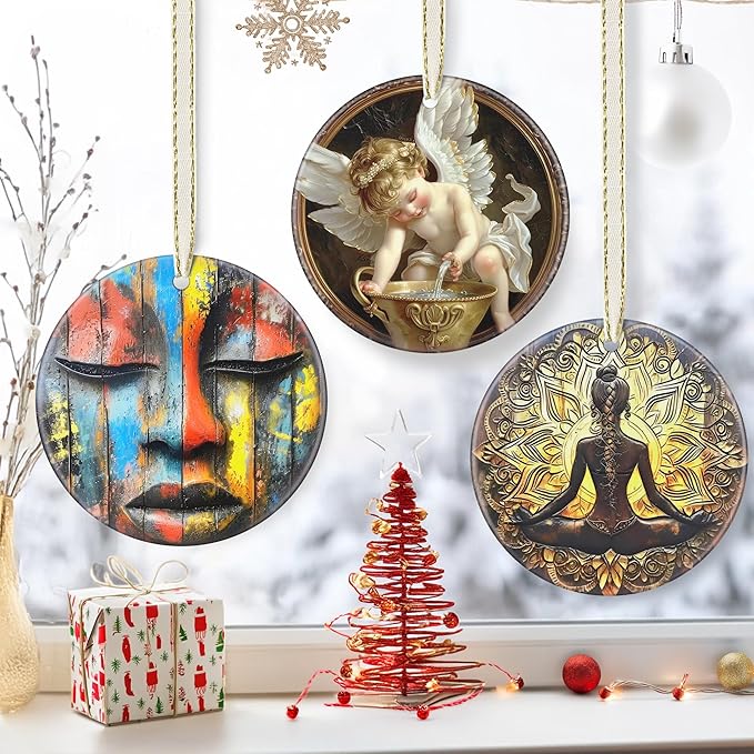 3.5" Ceramic Christmas Ornaments, Christmas Tree Ornaments, Heirloom Keepsake, Gift Exchange, Gift Idea, Bauble Present - Little Angel