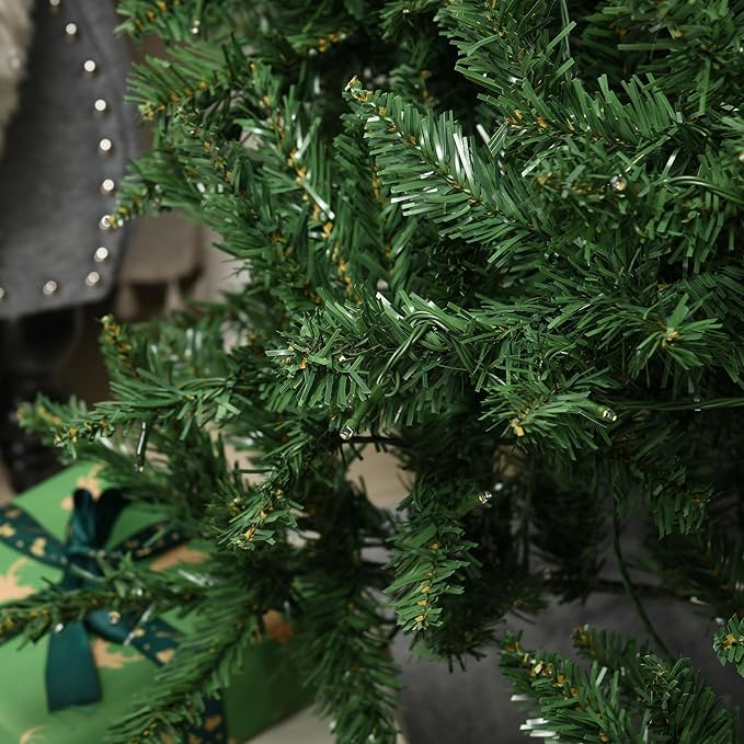 HOMCOM 7.5ft Tall Pre-lit Pine Artificial Christmas Tree with Realistic Branches, 450 Warm White LED Lights and 1146 Tips