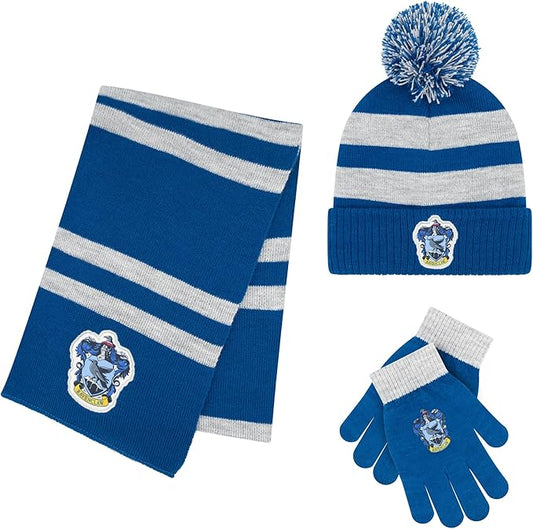 Harry Potter Winter Hat and Gloves with Set, Gryffindor, Slytherin, Hufflepuff, Ravenclaw, Winter Set 5-13 Year Olds