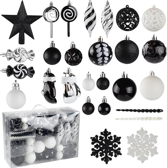 Shatterproof Christmas Ball Ornaments Set, 130 Pack Christmas Tree Decorations, Assorted Hanging Christmas Balls Bulk for Holiday Indoor Outdoor Xmas Party Decor (130 Black)