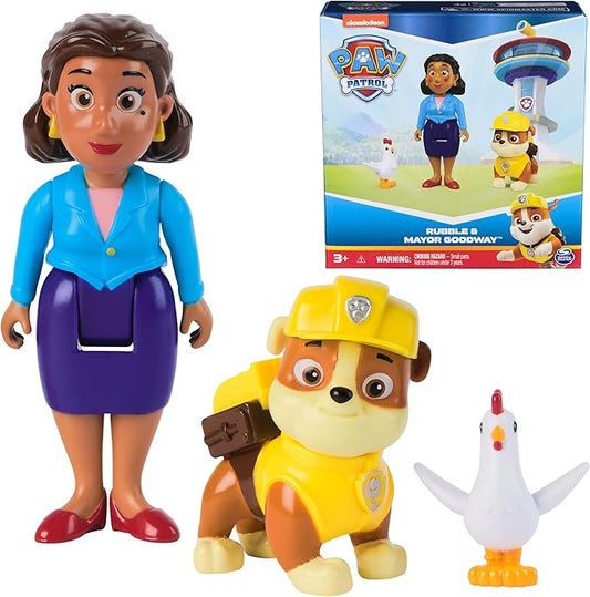 Paw Patrol Rubble, Mayor Goodway & Chickaletta Figures, Kids Toys for Boys and Girls Ages 3 and Up