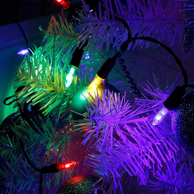 Joliyoou 2 Packs Total 100 LEDs 32ft Multicolored Christmas String Lights, Battery Operated Christmas Mini String Lights with 8 Lighting Modes, Indoor Outdoor LED Xmas Fairy String Lights with Timer