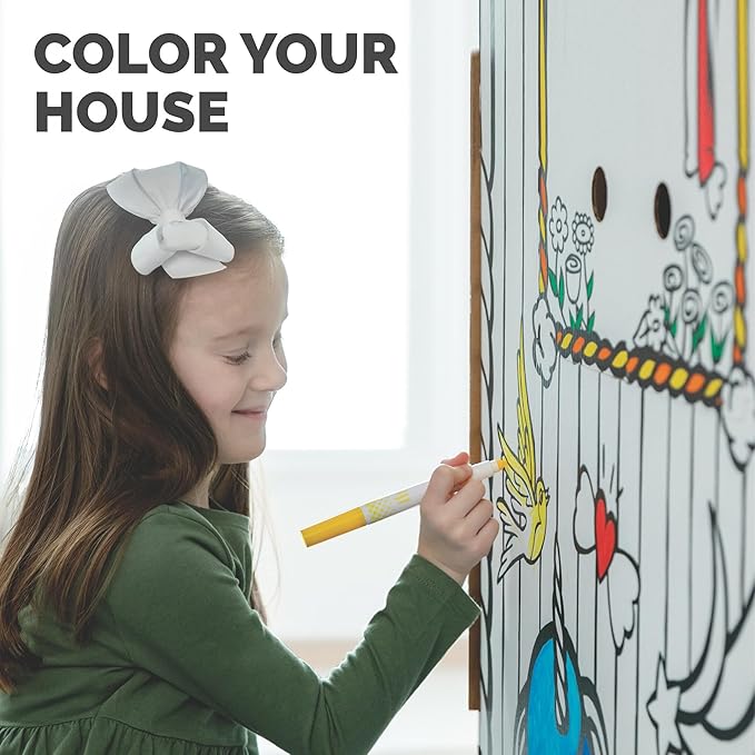 Bankers Box at Play Color in Unicorn Playhouse, Cardboard Playhouse and Life Size Craft Activity for Kids and Families