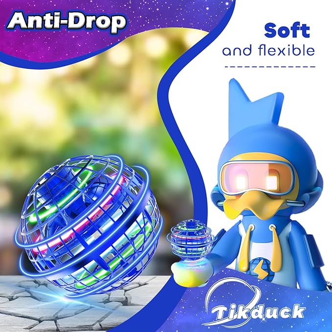 Tikduck Flying Orb Ball 2025 Toys Soaring Hover Pro Boomerang Galactic Fidget Cool Magic Hand Controlled Mini Drone Cosmic Globe Spinner Safe for 6 7 8 9 10+ Year Old Kids Outdoor Toys (Blue)