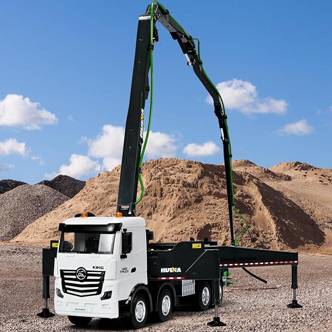 kolegend 1:18 Scale RC Concrete Pump Truck 2.4Ghz Remote Control Cement Toy Truck 11 Channel RC Construction Vehicles with Working Water Pump, Lights and Sounds Toys Gift for 8+ Years Old Kids Boys