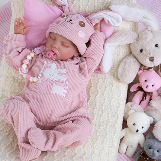 Aori Reborn Baby Dolls Girl - 18'' Realistic Sleeping Newborn - Lifelike Hand-Painted Vinyl Baby Doll with Doll Accessories Set - Weighted Body for Cuddling, for Collectors & Kids 3+