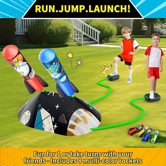 Multi-Color Rocket Launcher for Kids - Foam Blaster Set with 10 Rockets, Soars Up to 100 Feet - Birthday & Christmas Toys for Boys & Girls Age 3-12