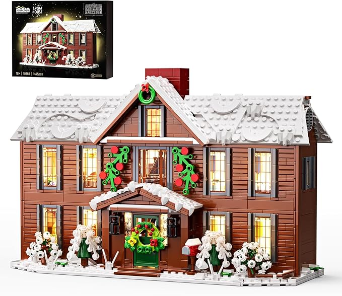 Little Women House Building Set with LED Light, Christmas Holiday Winter Snow House Kit, Compatible with Lego House Building Blocks Model Toys, Christmas or Festival Gifts (1445 PCS)
