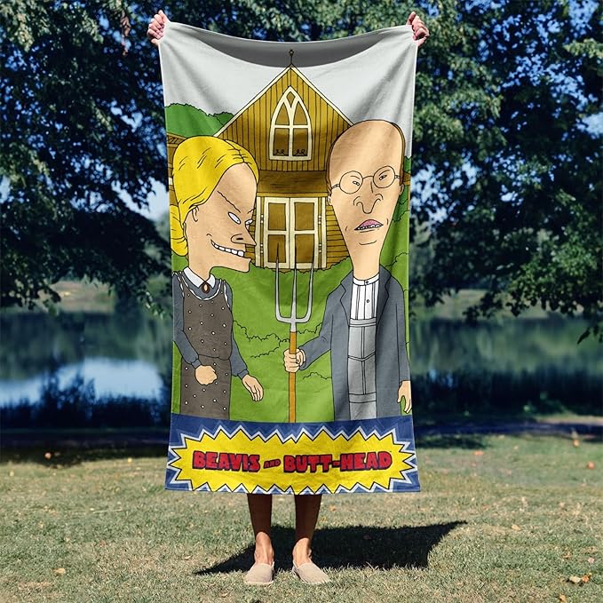 NORTHWEST Beavis and Butt-Head Beach Towel 2-Pack - Soft, Sand-Free, Fast-Drying Oversized Pool Towels, Gothic Rules & Shut Up Designs, 30" x 60"