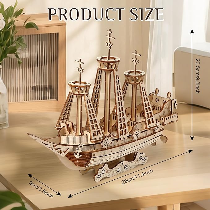 3D Wooden Puzzle for Adults, DIY Ship Model, Creative Assembly Model Building for Adults, DIY Assembly Puzzle, Woodcraft Kit for Christmas Day
