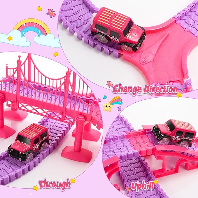 Princess Toys: 258pcs Toys for 3 4 5 6 Year Old Girls Kids Car Track Set with Doll Caslte Car 4 Year Old Girl Birthday Gifts for Toddler Girls Age 3-5 3-6