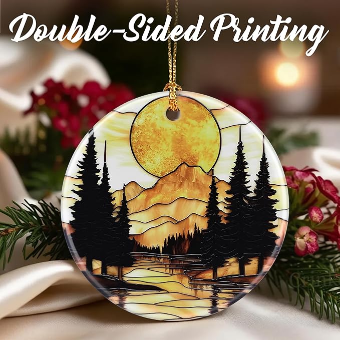 Mountain Sunset Christmas Ornaments: Christmas Tree Ornaments, Holiday Decor for Nature Lovers, Stocking Stuffers, Gift Ideas, Xmas Gifts & Rustic Cabin Decor Gifts