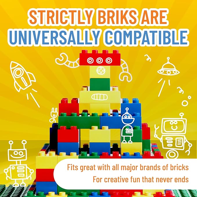 Strictly Briks Toy Large Building Blocks for Kids & Toddlers, Big Bricks Building Blocks for Ages 3 and Up - Compatible with All Major Brands, Blue, Green, Red, & Yellow, 108 Pieces - Toy Building Set