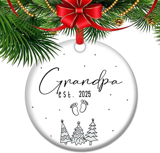 Our First Christmas As Grandpa - 2025 Grandpa Ornaments, Newborn Xmas Gift, Gifts for Grandparents, 2025 Newborn Keepsake Gifts