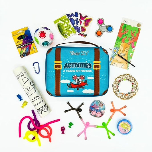 TRADER Z'S-New Travel Activity Kit, Kids and Toddlers Toys, Car Road Trip Essentials, Airplane and Vacation Must Have, Camping Essentials, Kids Travel Games, Sensory Toys.